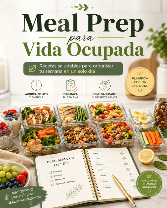Portada del ebook Meal Prep para Vida Ocupada - Recetas saludables y planificación semanal