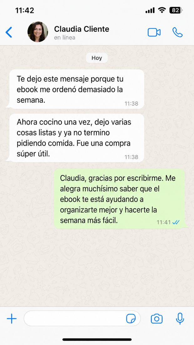 Testimonio de Claudia por WhatsApp