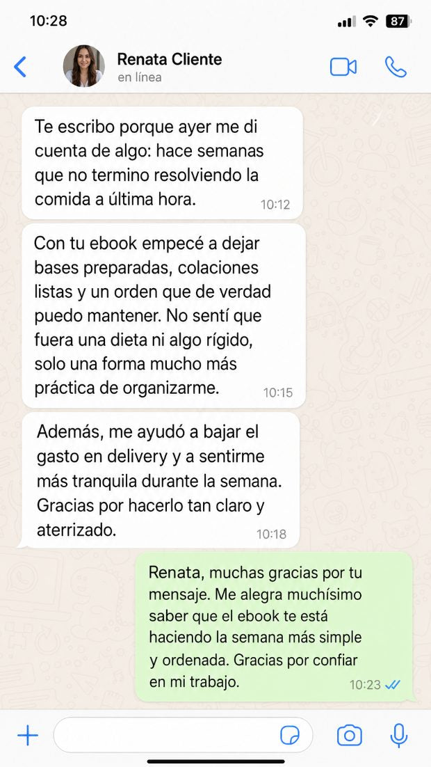 Testimonio de Renata por WhatsApp