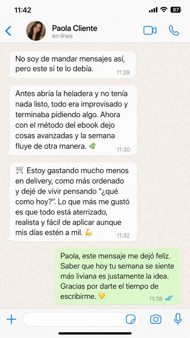 Testimonio de Paola por WhatsApp