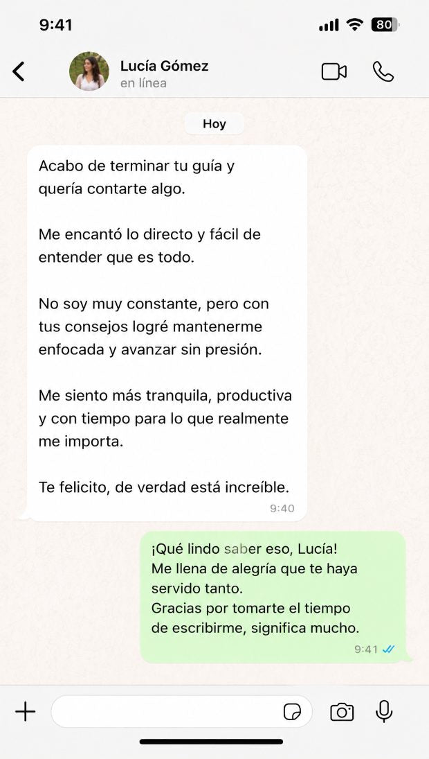 Testimonio de Lucía por WhatsApp