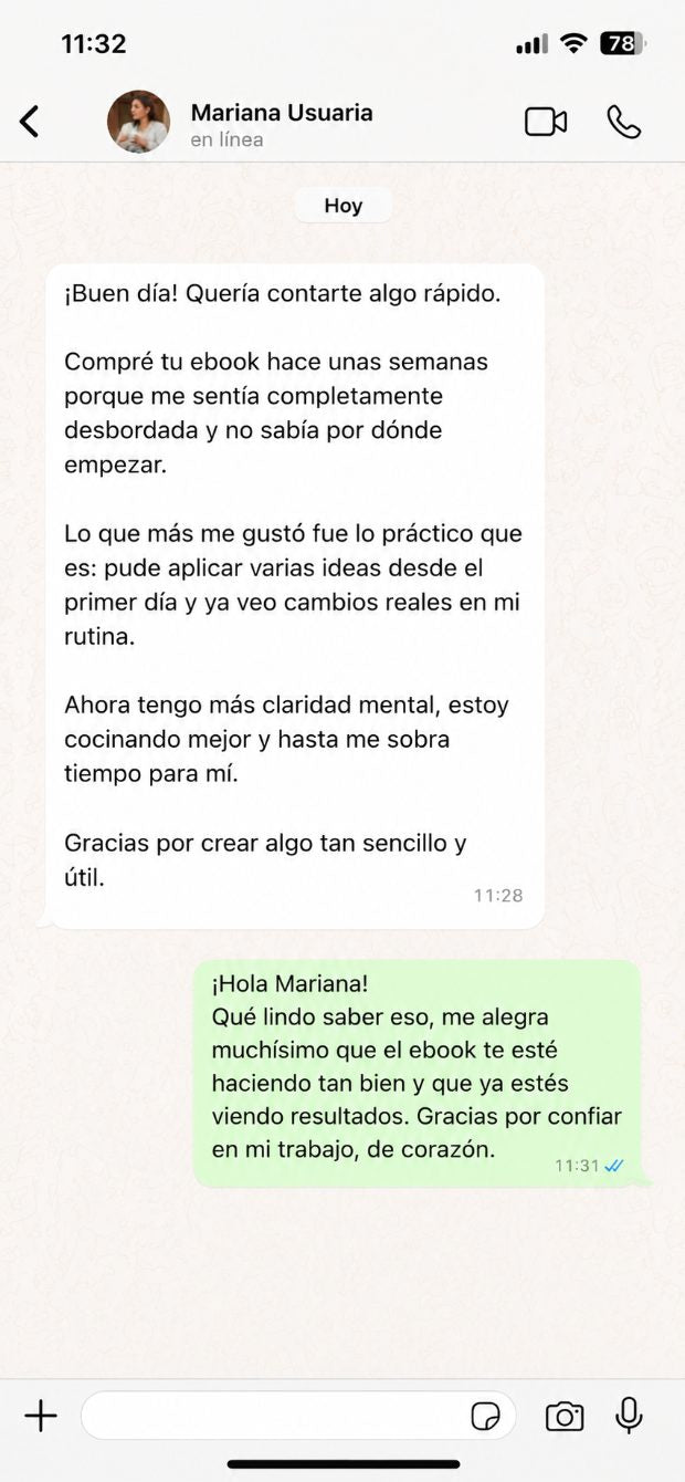 Testimonio de Mariana por WhatsApp
