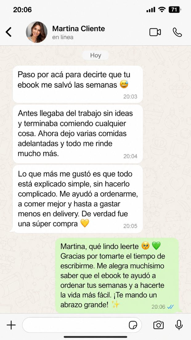 Testimonio de Martina por WhatsApp